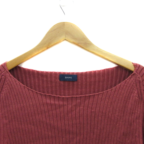 シップス SHIPS リブニット カットソー 長袖 ラウンドネック ウール 黒