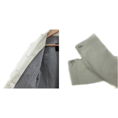 タグ付き未使用】レザーライダースジャケット グレー 36 LOUNIE