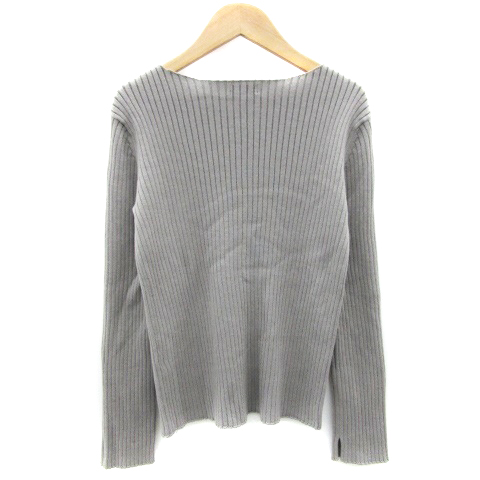 シップス SHIPS リブニット カットソー 長袖 ラウンドネック ウール 黒