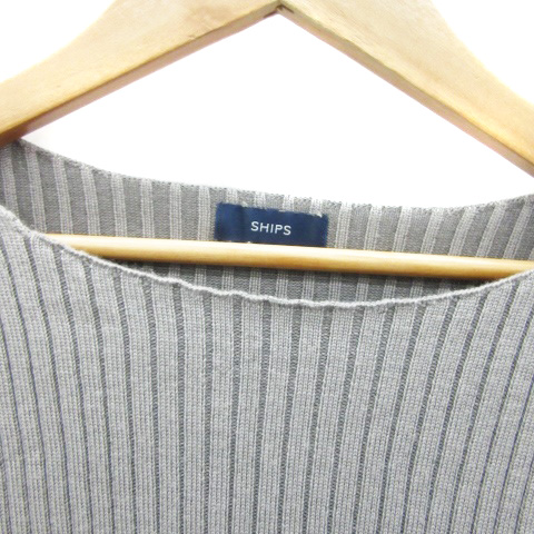 シップス SHIPS リブニット カットソー 長袖 ラウンドネック ウール 黒