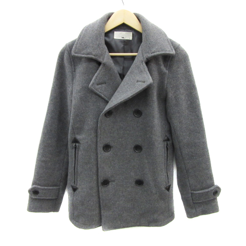 ハレ HARE Pコート ピーコート ミドル丈 ダブルボタン ウール M グレー  