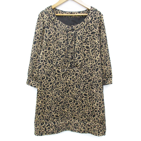 ピエスモンテ PIECE MONTEE ワンピース ミニ丈 七分袖 ヘンリーネック 
