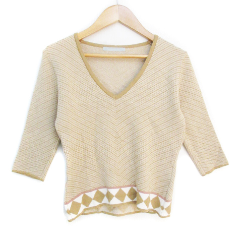 インタープラネット INTERPLANET カットソー 七分袖 アシメ 黄緑 F