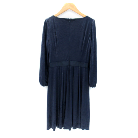 アナイ ANAYI ワンピース ひざ丈 長袖 ラウンドネック 無地 ベロア 36  