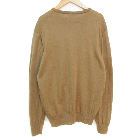 ザラ ZARA ニット セーター 長袖 Vネック ウール 無地 L 茶