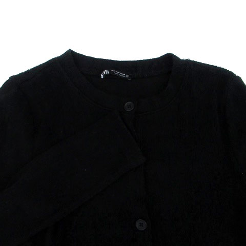 ザラ ZARA ニットカーディガン クルーネック ショート丈 黒
