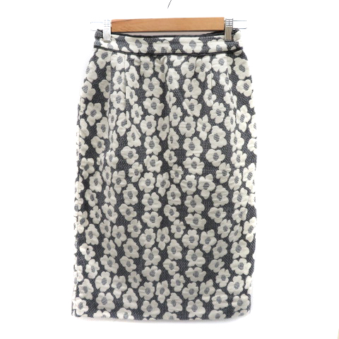 シャンブルドゥシャーム タイトスカート ミモレ丈 スリット 花柄 F