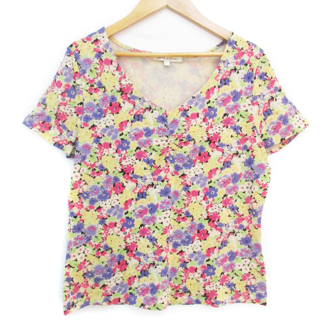 ローラアシュレイ LAURA ASHLEY Tシャツ カットソー 半袖 Vネック 花柄 