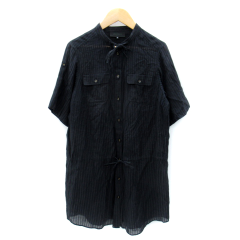 アンタイトル UNTITLED シャツワンピース ミニ丈 半袖 バンドカラー  