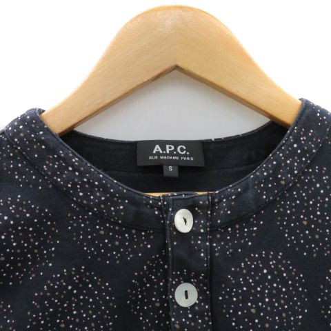 アーペーセー A.P.C. カットソー 七分袖 ヘンリーネック ドット柄 総柄