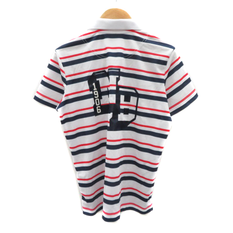 【美品】NEW BALANCE GOLF ゼブラボーダー柄 半袖ポロシャツ L ニューバランス NEW BALANCE ゴルフウェア ポロシャツ 半袖