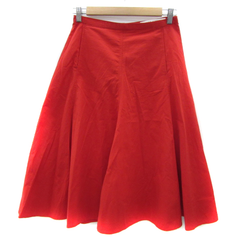 ユニクロ UNIQLO × LEMAIRE ルメール フレアスカート ミモレ丈 無地 赤  
