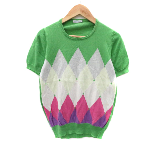 バランタイン BALLANTYNE ニット カットソー 半袖 アーガイルチェック  