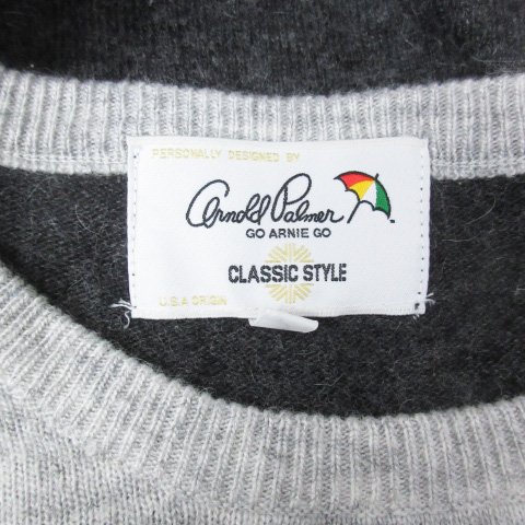 アーノルドパーマー arnold parmer エルボーパッチ付 カーディガン Arnold Palmer - アーノルドパーマー ウールブレンド 長袖 ニット