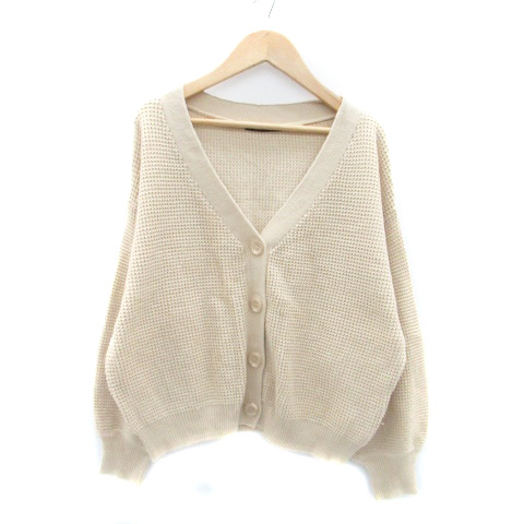 ワンウェイ one way ニットカーディガン Vネック ミドル丈 F ベージュ