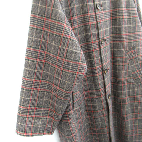 ハレ HARE ステンカラーコート リバーシブル ロング丈 チェック柄 M