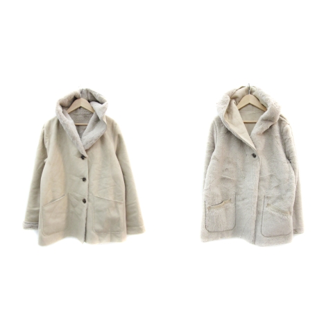 フードリバーシブル フェイクファーコート OPEN YY リバーシブル