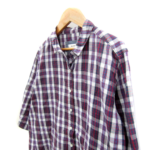 カラフルチェックシャツ　ニコアンド ブルー ファッション ニコアンド カラフルチェックシャツ