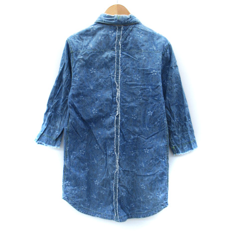 ヴォー VOO チュニックシャツ 七分袖 総柄 青 ブルー /SM19 レディース 