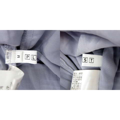 プラステ PLST シャツワンピース ロング丈 マキシ丈 長袖 バンドカラー 切替 M ブルー /SY47 レディース