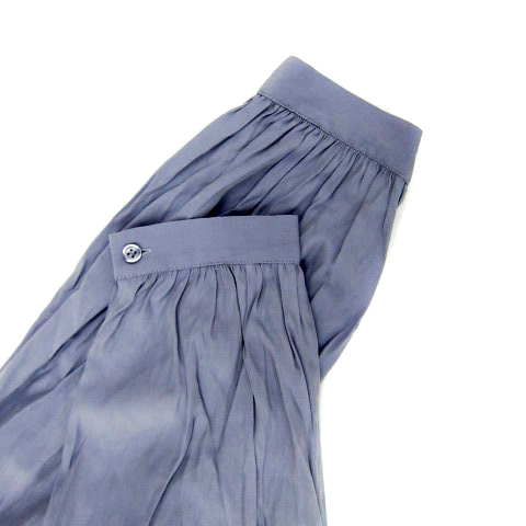 プラステ PLST シャツワンピース ロング丈 マキシ丈 長袖 バンドカラー 切替 M ブルー /SY47 レディース