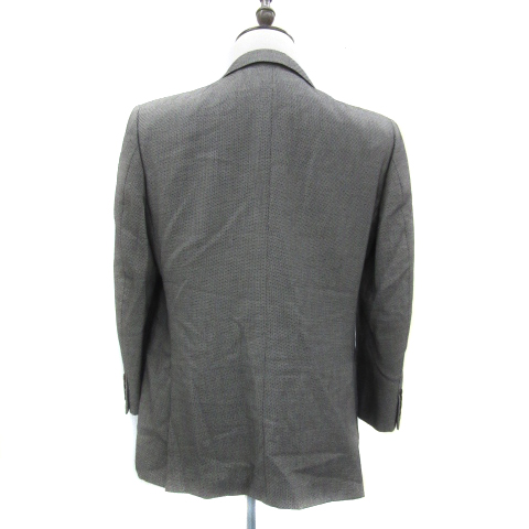 カシミヤ100% パパス LLサイズ テーラードジャケット 裏地ロゴ グレー カシミヤ100% パパス LLサイズ テーラードジャケット 裏地ロゴ グレー