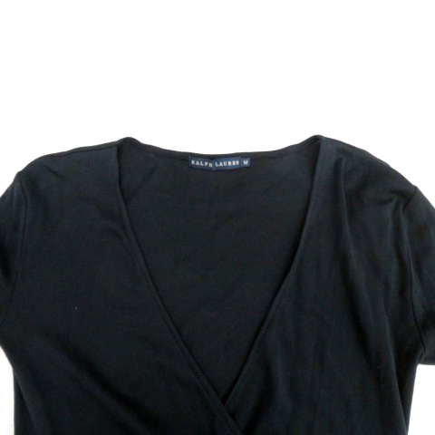 ラルフローレン RALPH LAUREN カーディガン カシュクール ショート丈 リボン M 濃紺 ダークネイビー /HO25 レディース