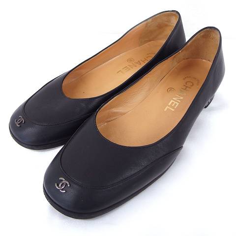 シャネルCHANELのフラットシューズパンプス351/2黒ブラック