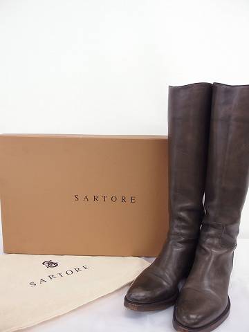 サルトル SARTORE 箱付 ブーツ ロング 乗馬ブーツ ダブルバック 