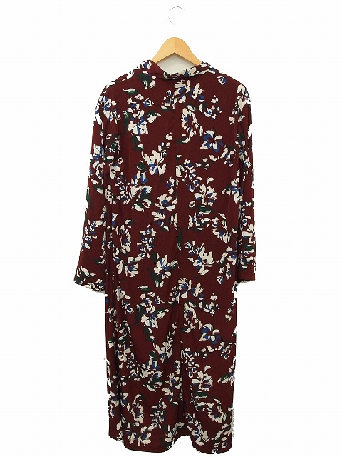 エモダ Emoda ワンピース 長袖 ロング マキシ丈 Vネック リボン 花柄 S レッド 赤 Kt32 レディース 172 ベクトルパーク