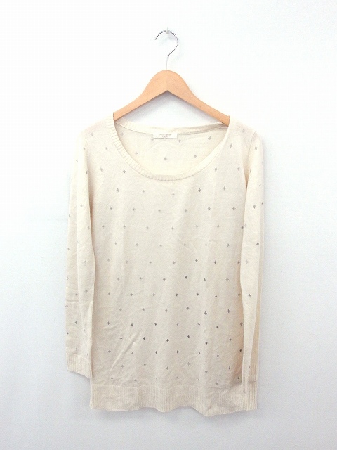 ショコラフィネローブ Chocol Raffine Robe ワンピース チュニック ニット 総柄 ボートネック 長袖 刺繍 ホワイト 白 Ft8 レディース 172 ベクトルパーク