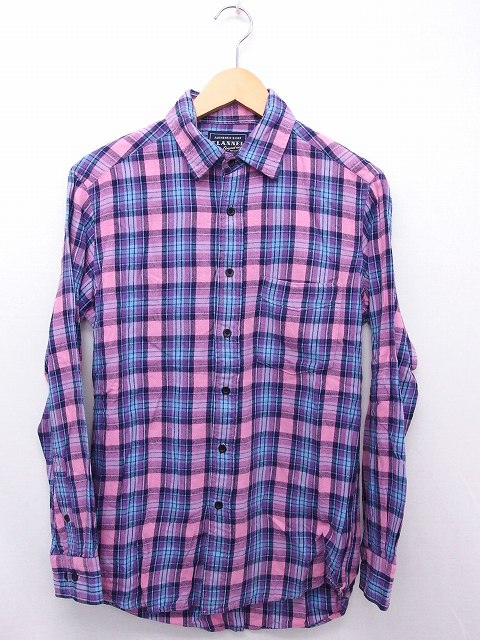 ユニクロ Uniqlo シャツ ブラウス 長袖 チェック ボタン コットン 綿 S ピンク Ut29 メンズ 172 ベクトルパーク