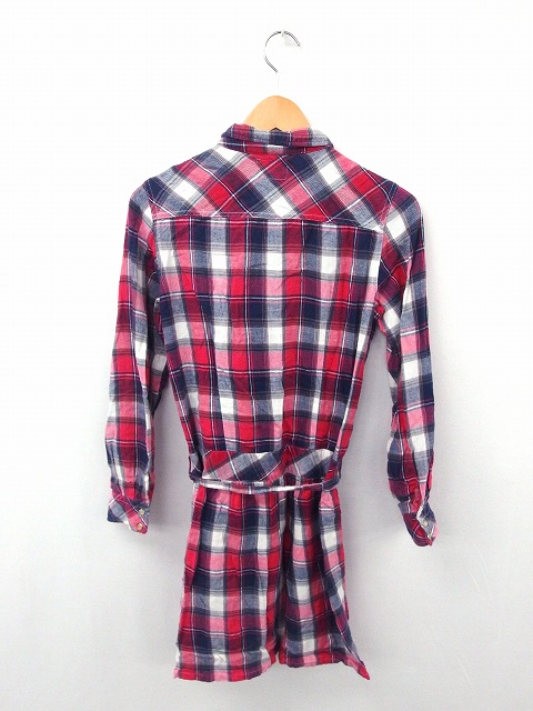 チャオパニック Ciaopanic ワンピース シャツ チェック 長袖 ひざ丈 コットン 綿 F レッド 赤 Ft14 レディース 172 ベクトルパーク