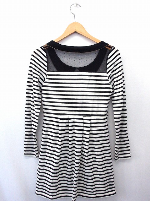 セシルマクビー Cecil Mcbee ワンピース スカート ボーダー 長袖 シースルー 襟 M ホワイト ブラック 白 黒 Ut43 レディース 172 ベクトルパーク セシルマクビー Cecil Mcbee ワンピース スカート ボーダー 長袖 シースルー 襟 M ホワイト ブラック 白 黒 Ut43 レディース 172 ベクトルパーク