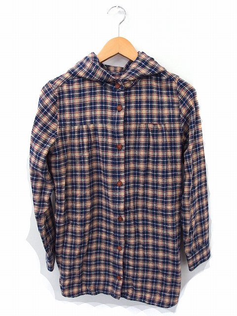 ホリデイ Holiday シャツ パーカー チェック フード ボタン コットン 綿 F ベージュ ネイビー 紺 Ft35 レディース 172 ベクトルパーク