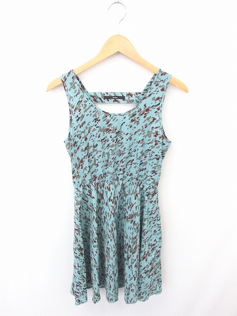 カスタネ Kastane ワンピース ひざ丈 総柄 フレア ノースリーブ F 青緑 ミントグリーン Tt7 レディース 172 ベクトルパーク