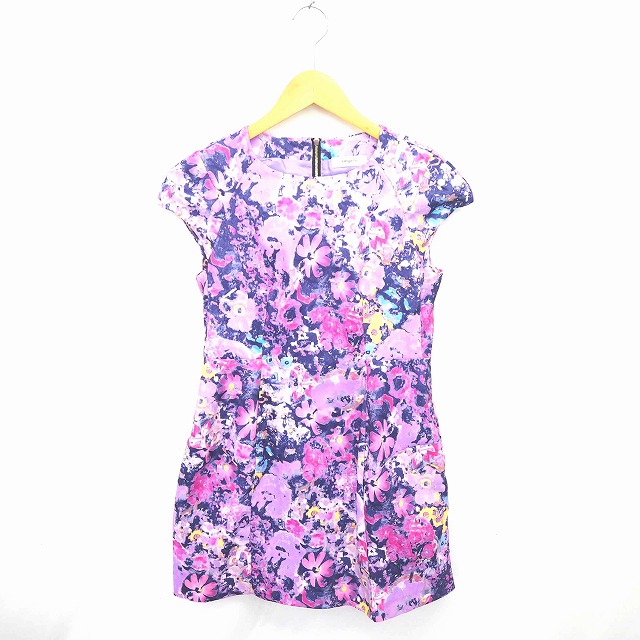 ティティー&コー TITTY&CO ワンピース ひざ丈 花柄 ボートネック プル  