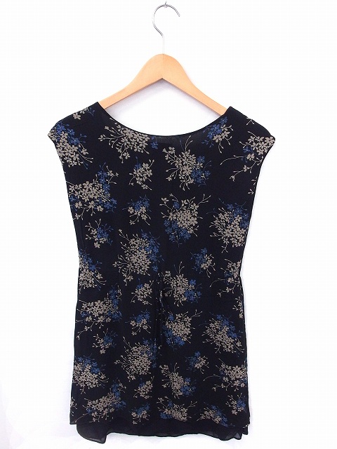 バナナリパブリック Banana Republic ワンピース 花柄 丸首 ノースリーブ ひざ丈 Xs ブラック 黒 Ft32 レディース 172 ベクトルパーク