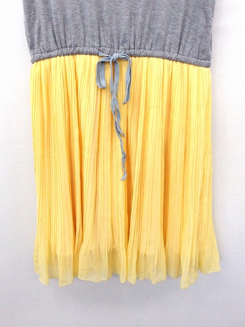 チャオパニック Ciaopanic ワンピース 切替 プリーツ Uネック ノースリーブ ひざ丈 グレー 灰 イエロー 黄 Ft16 レディース 172 ベクトルパーク