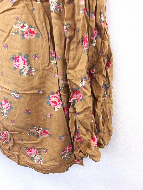 コーエン Coen ワンピース 花柄 ボタン リボン 丸首 七分袖 ひざ丈 F ブラウン 茶 Ft32 レディース 172 ベクトルパーク