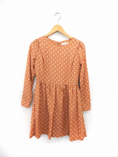 トランテアン ソン ドゥ モード 31 Sons De Mode ワンピース ドット柄 フレア 膝丈 長袖 バックジップ 36 オレンジ St15 レディース 172 ベクトルパーク