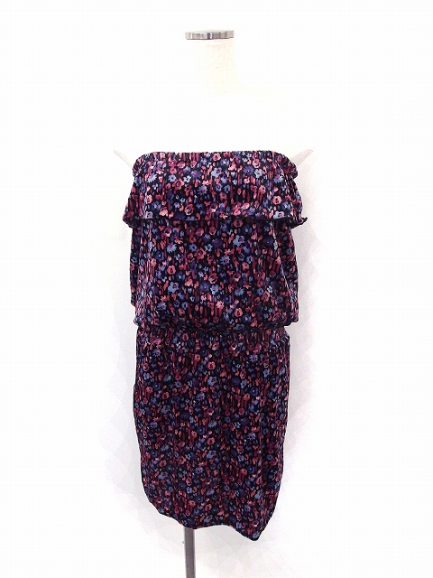 チャオパニック Ciaopanic ワンピース ベアトップ ベロア 総柄 ミニ M ブラック 黒 Ft7 レディース 172 ベクトルパーク