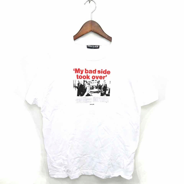 プリビレッジ Privilege Tシャツ カットソー 丸首 英字 プリント 半袖 M ホワイト 白 Tt5 メンズ 172 ベクトルパーク
