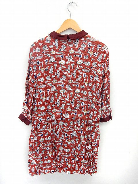 アイアムアイ I Am I ワンピース 長袖 膝丈 総柄 丸襟 バックジップ ペチコート付き F レッド St59 レディース 172 ベクトルパーク
