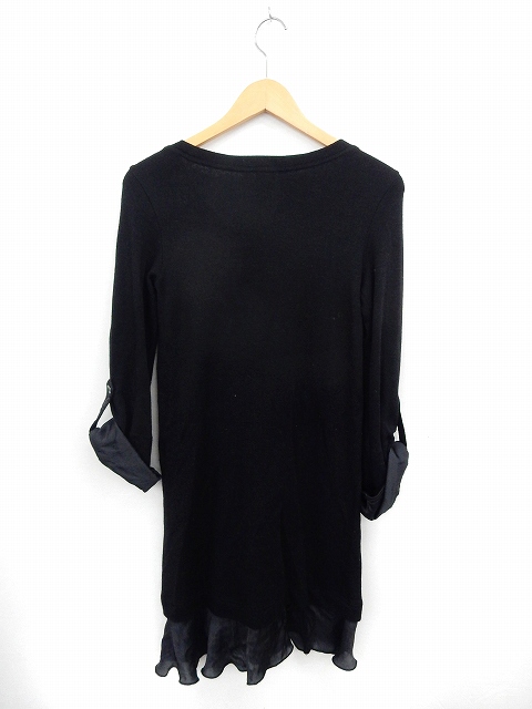 モガ Moga ワンピース 長袖 膝丈 ロールアップ ウール 無地 2 黒 ブラック St10 レディース 172 ベクトルパーク