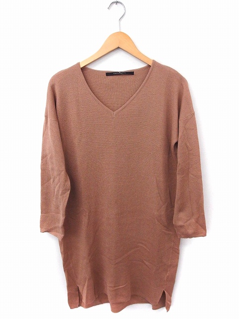 イェッカヴェッカ Yecca Vecca ワンピース ニット Vネック 長袖 ロング丈 F ピンクベージュ Ft レディース 172 ベクトルパーク