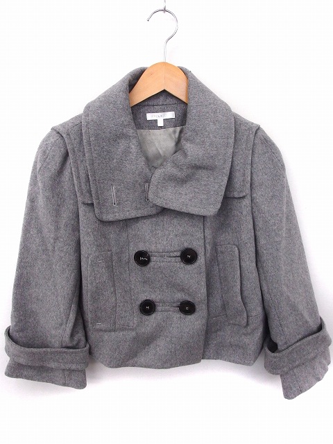 ポールカ Paule Ka コート アウター Pコート 長袖 ショート丈 ウール 36 グレー Ft8 レディース 172 ベクトルパーク