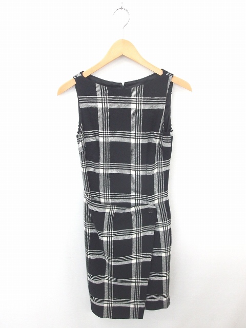 ルスーク Le Souk ワンピース 膝下丈 チェック ウール アンゴラ混 ノースリーブ 36 黒 白 ブラック アイボリー Tt44 レディース 172 ベクトルパーク