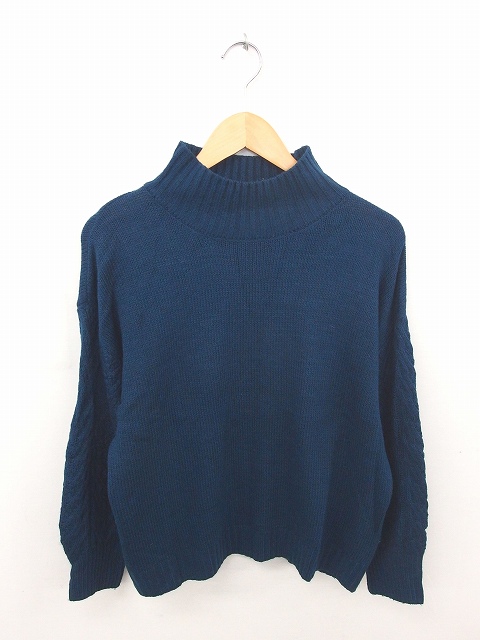 アースミュージック エコロジー Earth Music Ecology ニット セーター ハイネック 無地 シンプル 長袖 F 紺 ネイビー Tt39 メンズ 172 ベクトルパーク