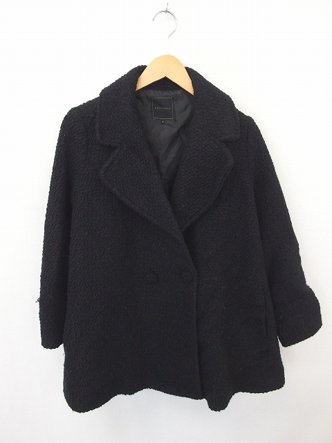 マーキュリーデュオ Mercuryduo コート アウター チェスター 膝下丈 ダブルボタン ウール 長袖 F 黒 ブラック Tt65 レディース 172 ベクトルパーク